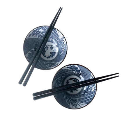 Zestaw misek z pałeczkami z motywem różnych kwiatów