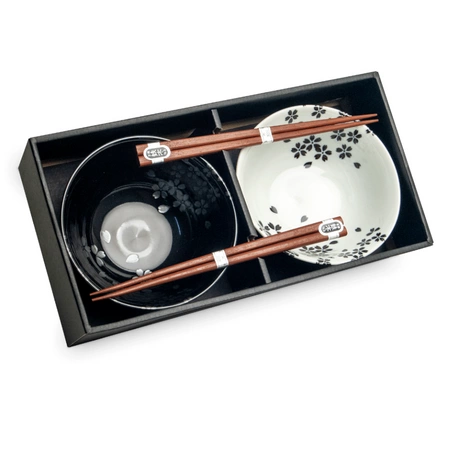 Zestaw misek czarno-białe kwiaty 15 cm Emro Aziatica