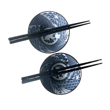 Zestaw misek z pałeczkami z motywem różnych kwiatów