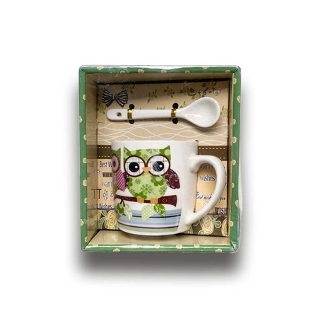 Kubek z łyżką dla dzieci - sowa