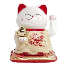 Kot szczęścia MANEKI-NEKO żółty 10,5 cm (solarny)