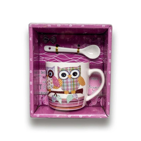 Kubek z łyżką dla dzieci - sowa