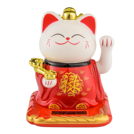 Kot szczęścia MANEKI-NEKO czerwony 10,5 cm