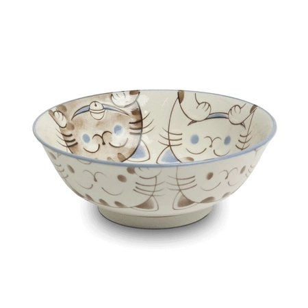 Miska niebieska w kotki szczęścia MANEKI-NEKO 19,5 x 7 cm