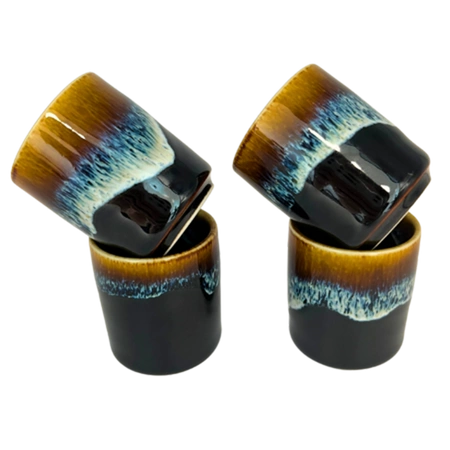 Zestaw do sake czarno-niebiesko-brązowy (karafka + 4 czarki)