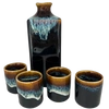 Zestaw do sake czarno-niebiesko-brązowy (karafka + 4 czarki)