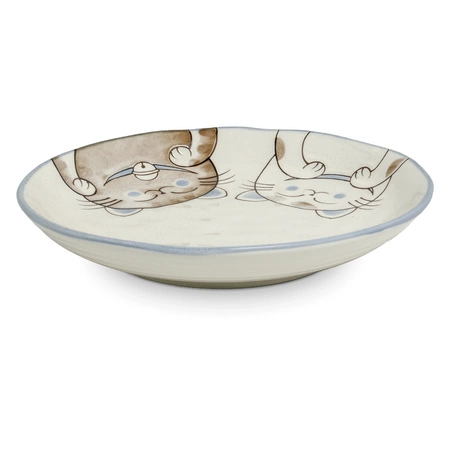 Talerz niebieski w kotki szczęścia MANEKI-NEKO 19,5 cm