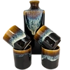 Zestaw do sake czarno-niebiesko-brązowy (karafka + 4 czarki)