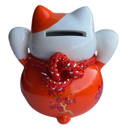 Skarbonka dla dziecka kotek szczęścia MANEKI-NEKO czerwona