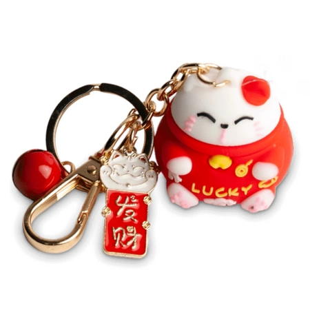 Brelok kotek szczęścia MANEKI-NEKO z dzwoneczkiem Emro Aziatica