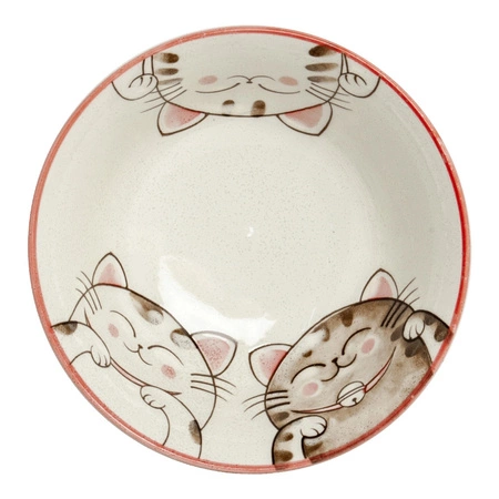 Miska czerwona w kotki MANEKI-NEKO 15 x 7 cm