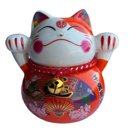 Skarbonka dla dziecka kotek szczęścia MANEKI-NEKO czerwona