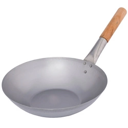 Iron Wok 12" głęboki z płaskim dnem i rączką