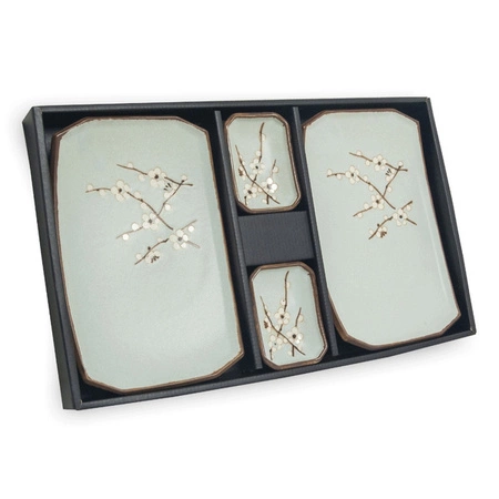 Japoński zestaw do sushi jasno zielony z motywem kwiatu wiśni