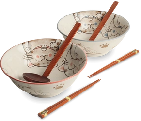 Zestaw misek do ramenu w kotki szczęścia MANEKI-NEKO Emro Aziatica