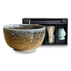 Zestaw japoński do herbaty matcha - brązowy