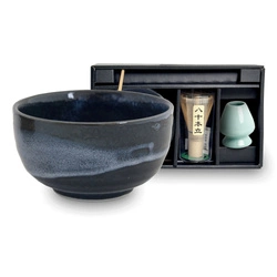 Zestaw japoński do herbaty matcha niebiesko-czarny