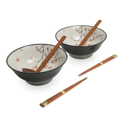 Zestaw misek do ramenu z motywem kwiatów