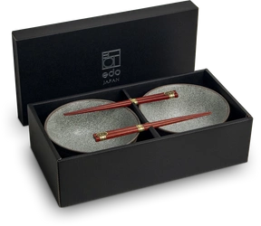 Zestaw misek brązowy z pałeczkami 17 cm / H 8,7 cm