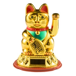 Kot szczęścia MANEKI-NEKO złoty (15cm)