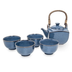 Zestaw japoński do herbaty niebieski (czajniczek + 4 czarki )