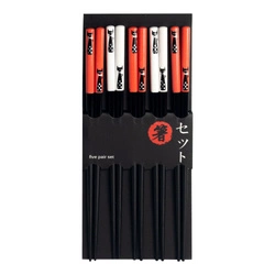 Pałeczki plastikowe biało-czerwone 5 par z kotkiem